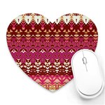 Boho Fuschia and Gold Pattern Heart Mousepads Front