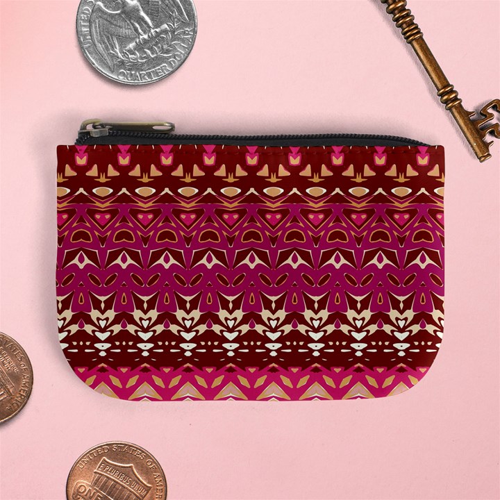 Boho Fuschia and Gold Pattern Mini Coin Purse