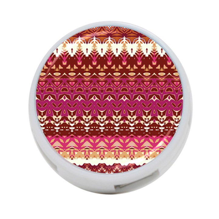 Boho Fuschia and Gold Pattern 4-Port USB Hub (One Side)