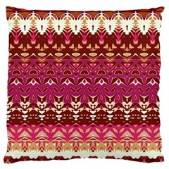 Boho Fuschia And Gold Pattern Large Cushion Case (two Sides) by SpinnyChairDesigns