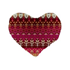 Boho Fuschia And Gold Pattern Standard 16  Premium Heart Shape Cushions by SpinnyChairDesigns