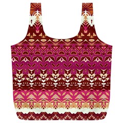 Boho Fuschia And Gold Pattern Full Print Recycle Bag (xl) by SpinnyChairDesigns