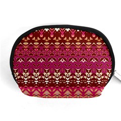 Boho Fuschia And Gold Pattern Accessory Pouch (medium) by SpinnyChairDesigns