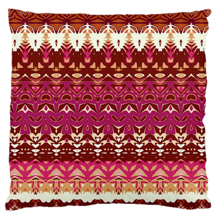 Boho Fuschia and Gold Pattern Large Flano Cushion Case (One Side)