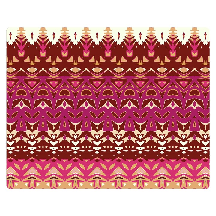 Boho Fuschia and Gold Pattern Double Sided Flano Blanket (Medium) 