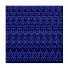 Boho Navy Blue  Tile Coaster by SpinnyChairDesigns