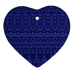 Boho Navy Blue  Ornament (heart) by SpinnyChairDesigns