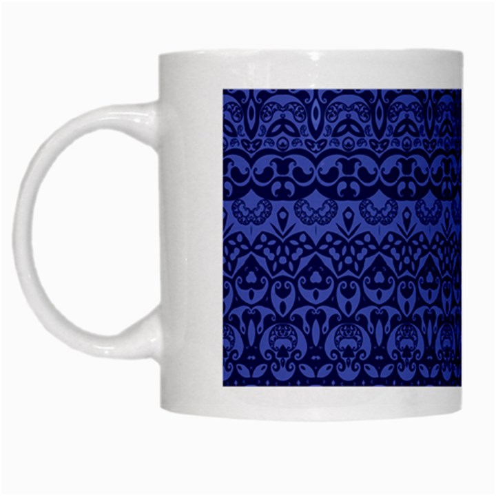 Boho Navy Blue  White Mugs