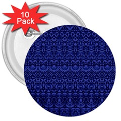 Boho Navy Blue  3  Buttons (10 Pack)  by SpinnyChairDesigns