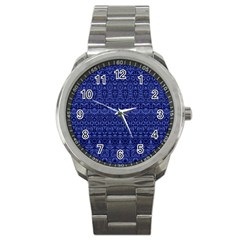 Boho Navy Blue  Sport Metal Watch by SpinnyChairDesigns