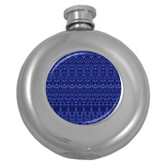 Boho Navy Blue  Round Hip Flask (5 Oz) by SpinnyChairDesigns