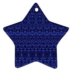 Boho Navy Blue  Star Ornament (two Sides) by SpinnyChairDesigns