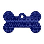 Boho Navy Blue  Dog Tag Bone (Two Sides) Front