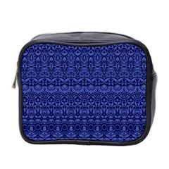 Boho Navy Blue  Mini Toiletries Bag (two Sides) by SpinnyChairDesigns