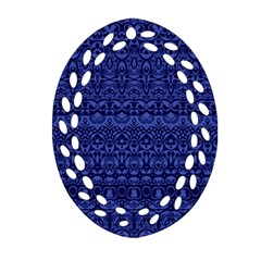 Boho Navy Blue  Ornament (oval Filigree) by SpinnyChairDesigns