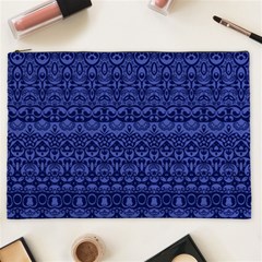 Boho Navy Blue  Cosmetic Bag (xxl) by SpinnyChairDesigns