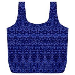 Boho Navy Blue  Full Print Recycle Bag (xl) by SpinnyChairDesigns