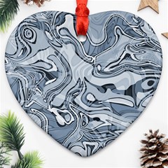 Faded Blue Abstract Art Ornament (heart) by SpinnyChairDesigns