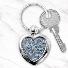 Faded Blue Abstract Art Key Chain (heart) by SpinnyChairDesigns