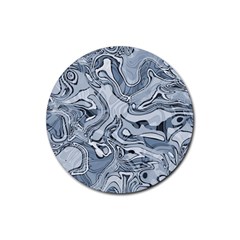 Faded Blue Abstract Art Rubber Round Coaster (4 Pack)  by SpinnyChairDesigns