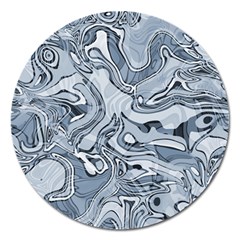 Faded Blue Abstract Art Magnet 5  (round) by SpinnyChairDesigns