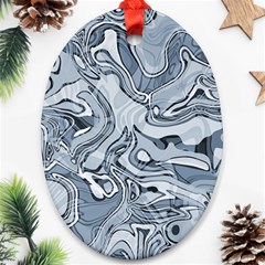 Faded Blue Abstract Art Oval Ornament (two Sides) by SpinnyChairDesigns