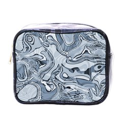 Faded Blue Abstract Art Mini Toiletries Bag (one Side) by SpinnyChairDesigns