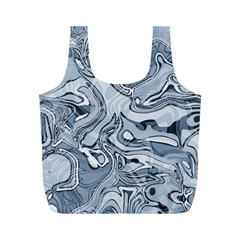 Faded Blue Abstract Art Full Print Recycle Bag (m) by SpinnyChairDesigns