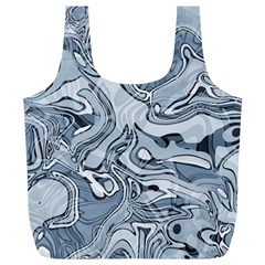 Faded Blue Abstract Art Full Print Recycle Bag (xl) by SpinnyChairDesigns