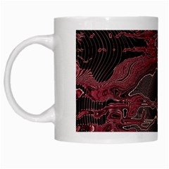 Red Black Abstract Art White Mugs by SpinnyChairDesigns