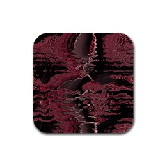 Red Black Abstract Art Rubber Square Coaster (4 Pack)  by SpinnyChairDesigns