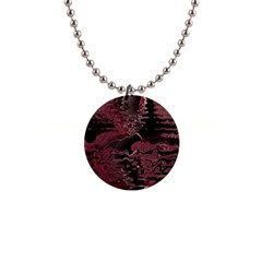 Red Black Abstract Art 1  Button Necklace by SpinnyChairDesigns