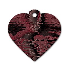 Red Black Abstract Art Dog Tag Heart (one Side) by SpinnyChairDesigns