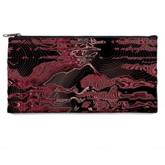 Red Black Abstract Art Pencil Case by SpinnyChairDesigns