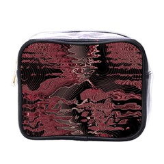 Red Black Abstract Art Mini Toiletries Bag (one Side) by SpinnyChairDesigns