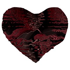 Red Black Abstract Art Large 19  Premium Heart Shape Cushions