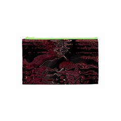 Red Black Abstract Art Cosmetic Bag (xs) by SpinnyChairDesigns