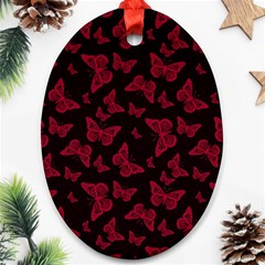 Red And Black Butterflies Ornament (oval) by SpinnyChairDesigns