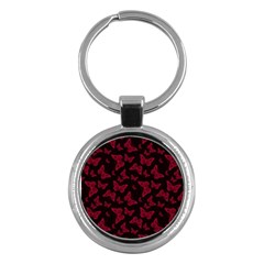 Red And Black Butterflies Key Chain (round) by SpinnyChairDesigns