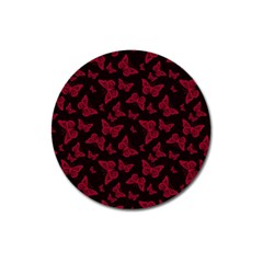 Red And Black Butterflies Magnet 3  (round) by SpinnyChairDesigns