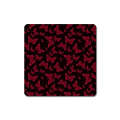 Red And Black Butterflies Square Magnet by SpinnyChairDesigns