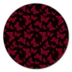 Red And Black Butterflies Magnet 5  (round) by SpinnyChairDesigns