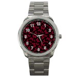 Red and Black Butterflies Sport Metal Watch Front