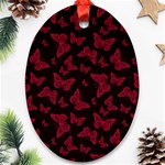 Red and Black Butterflies Oval Ornament (Two Sides) Front