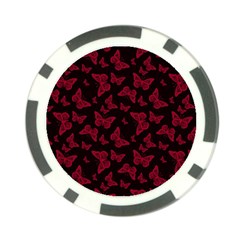 Red And Black Butterflies Poker Chip Card Guard by SpinnyChairDesigns