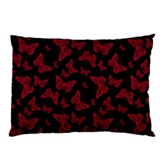 Red And Black Butterflies Pillow Case by SpinnyChairDesigns