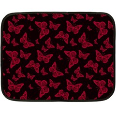 Red And Black Butterflies Double Sided Fleece Blanket (mini)  by SpinnyChairDesigns