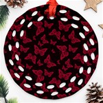 Red and Black Butterflies Round Filigree Ornament (Two Sides) Front