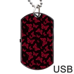 Red And Black Butterflies Dog Tag Usb Flash (two Sides) by SpinnyChairDesigns