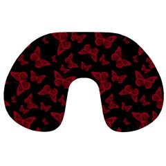 Red And Black Butterflies Travel Neck Pillow by SpinnyChairDesigns